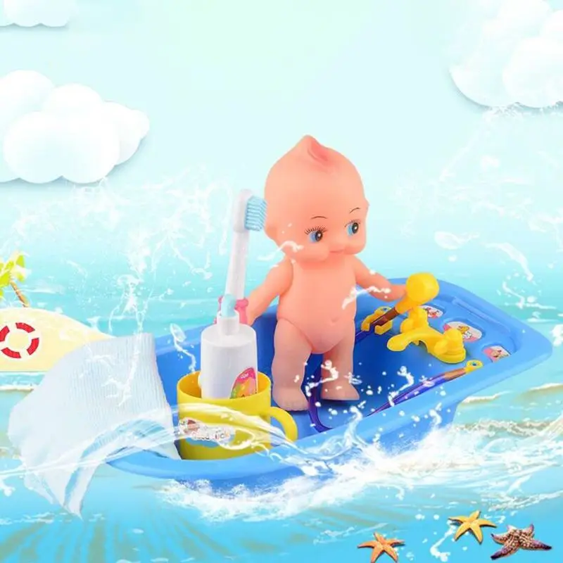 1 комплект, милый комбинезон с мини-Ванна Аксессуары для ванной комнаты Baby Doll зубная паста Зубная щётка полотенце для чашек набор для детей ролевые игры