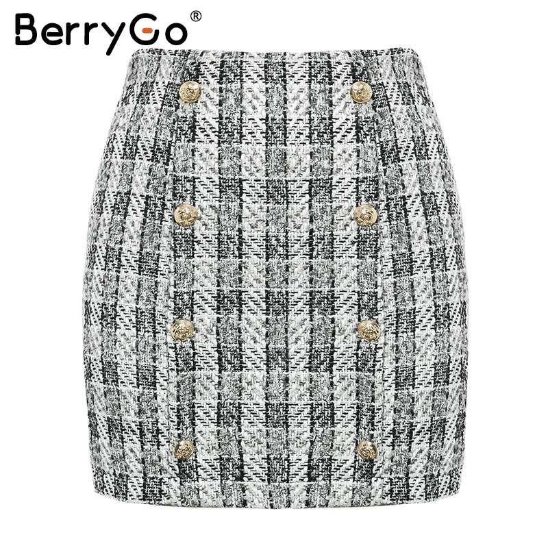 only skirt BerryGo Твидовая клетчатая юбка из кусочков для мамы и ребенка, костюм для мамы и ребенка, семейная одежда, шикарный Милый осенний блейзер для мамы и ребенка - Цвет: only skirt