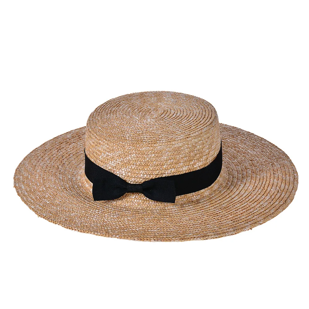Новинка, Женская Солнцезащитная шляпа, французский стиль, шляпа с широкими полями, Повседневная Соломенная шляпа из натуральной пшеницы, одежда, галстук, пляжная шляпа, шляпа, женская шляпа, Ete - Цвет: H
