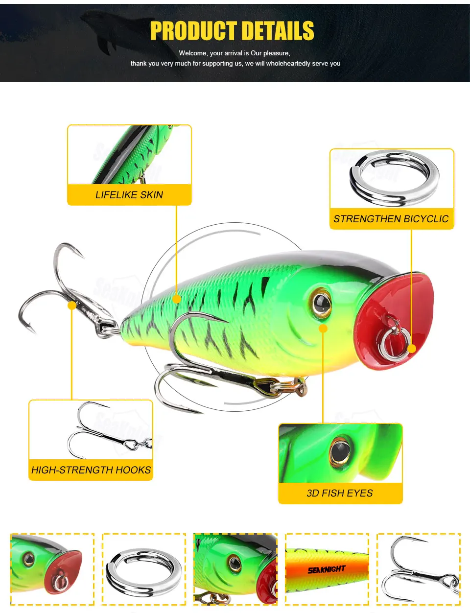 SeaKnight SK029 Popper Wobbler Fishing Lure 1PC 95mm 14.5g 2 Hooks Floating Artificial Bait Topwater Fishing Tackle