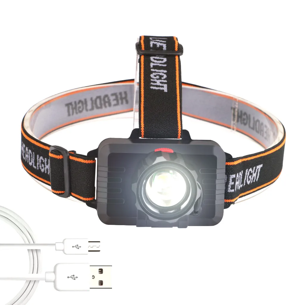 USB Перезаряжаемый Водонепроницаемый T6 светодиодный налобный фонарь Головной фонарь