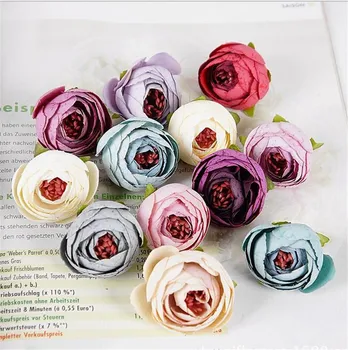 

European Silk Camellia Flower Head Dia. 3.5cm/1.38" Artificial Roses Snowflake Tea Rose for DIY Bridal Bouquet Accessories