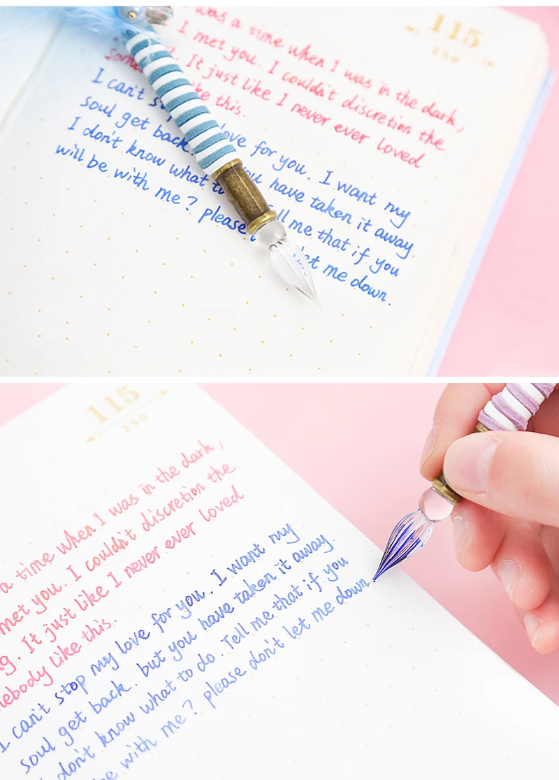 Розовая Красивая перьевая ручка, красочная ручка для письма, Хрустальная перьевая ручка, набор авторучек, креативный подарок на день рождения