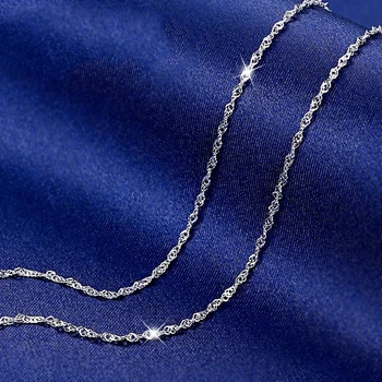 

Glitzy PT950 Platinum True White Solid Gold Clavicle Twisted Singapore Chain Necklaces for Women 43cm/ 45cm Wedding Jewelry Gift