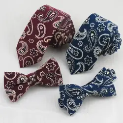 Новый Стиль Вельвет галстук и бабочкой/бежевый и черный кешью цветок Desgin/модный темно-узкие галстуки