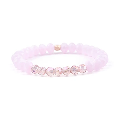 Pink Crystal BOJIU Trendy Faceted Crystal Strand Bracelet For Women Cute Pink Purple Gray Black Crystal Bead Bracelet Hot Lady Jewelry BC276 - Окраска металла: Pink Crystal