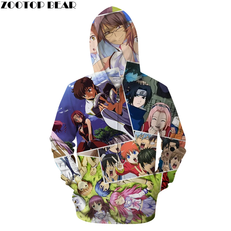 Character 3D Zipper Hoodies Men Anime Zip Hoody Print Sweatshirt