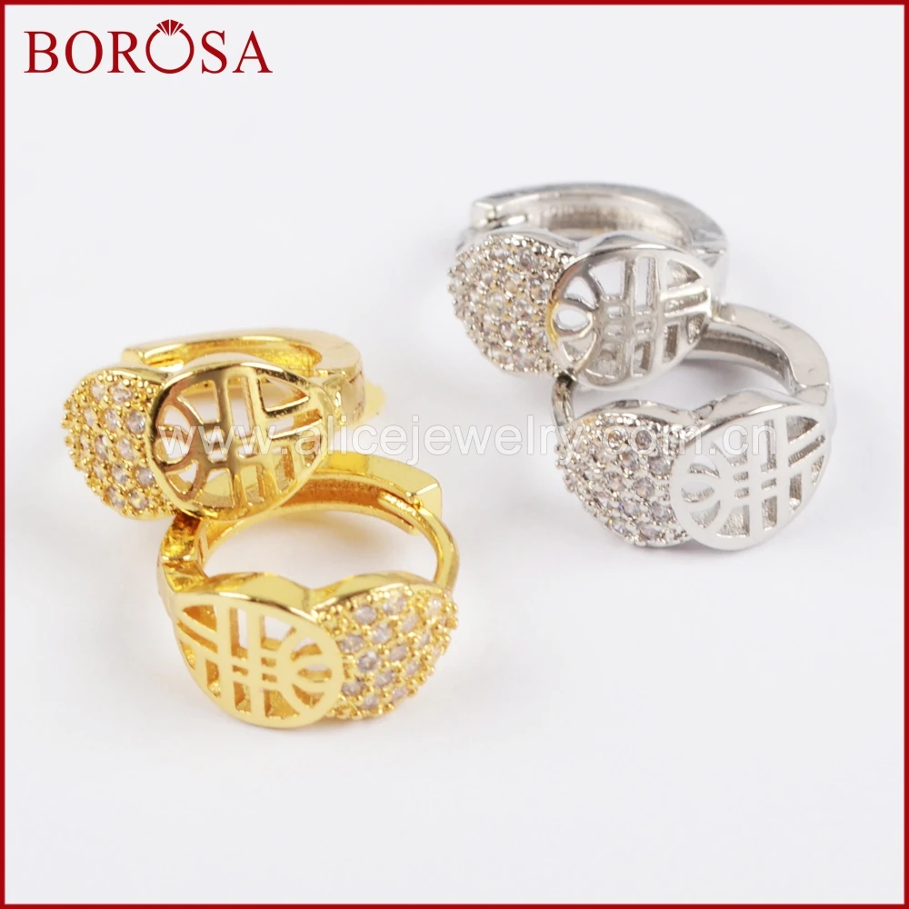 Borosa CZ Micro циркон проложили Серьги Jewelry золото/серебро Цвет Кристалл уха манжеты Серьги Jewelry Обручение партии wx703