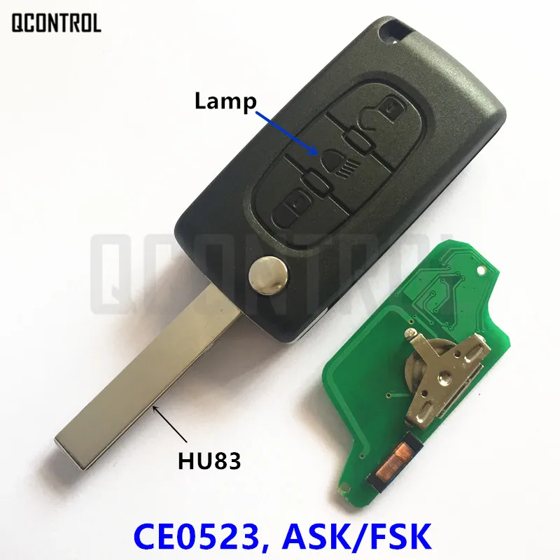 

QCONTROL Auto Remote Key for PEUGEOT Car Partner 807 407 308 307 207 CC SW Expert KeyChain (CE0523 ASK/FSK, HU83 Blade)