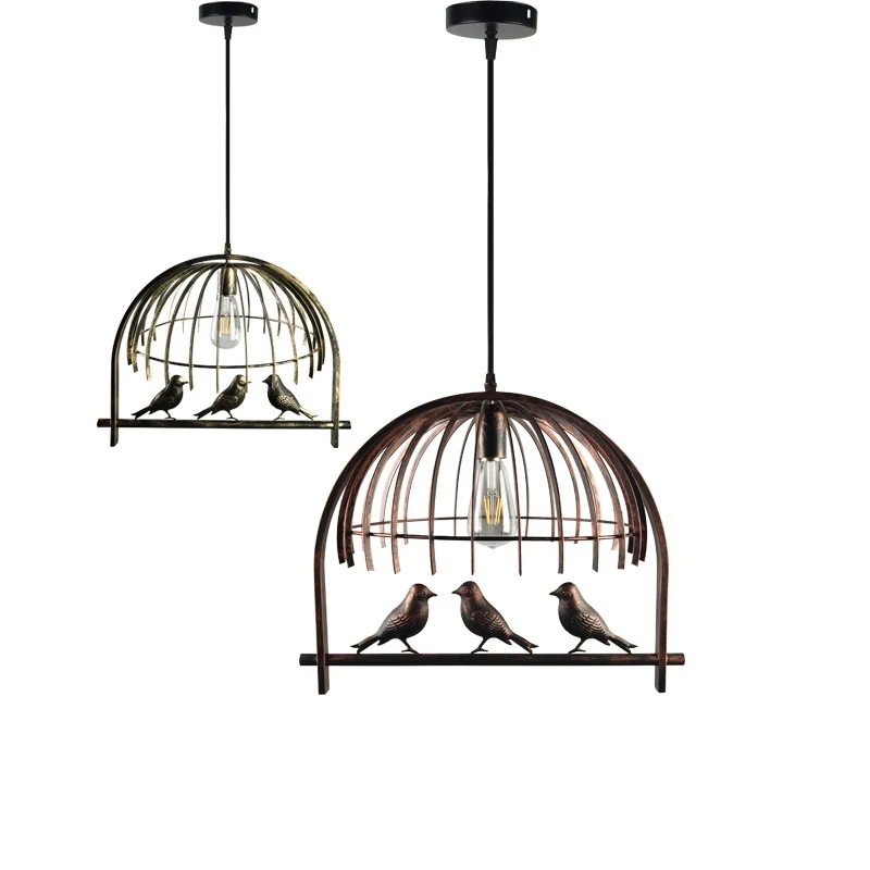 

Retro Birdcage E27 Pendant Light Vintage Iron Industrial Wind Hanging Pendant Lamp for Dining Room Restaurant Bar Counter