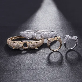 

Double Edged Zirconium Factory Leopard Rings In Europe and The Copper Signs Version Exaggerated Fashion Creative Personality