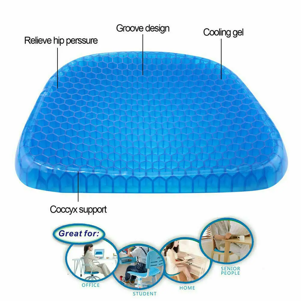 

Soft Breathable Cool Car Home Office Chair Gel Honeycomb Seat Cushion Saddle Back Support Comfortable Sofa Pain Release Pad Mat