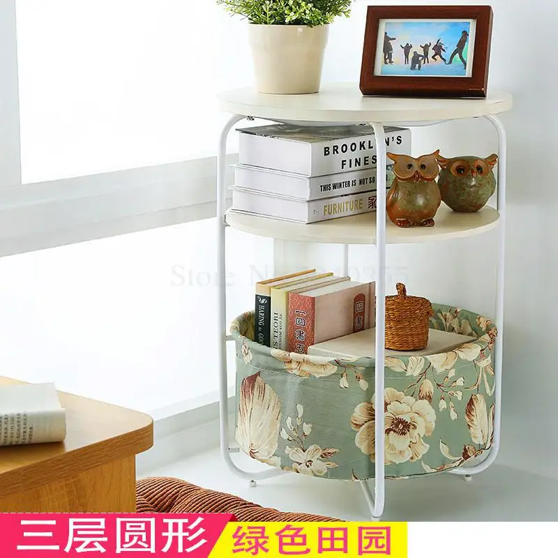 Small coffee table simple mini small apartment living room sofa side corner cabinet side Nordic modern bed round table - Цвет: 00 7