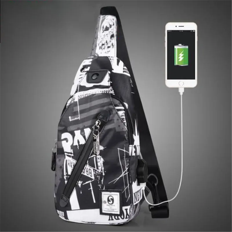 Новые мужские сумки через плечо с зарядкой через usb, однотонные камуфляжные спортивные сумки для отдыха на груди, мужские оксфорды, спортивные дорожные сумки на плечо
