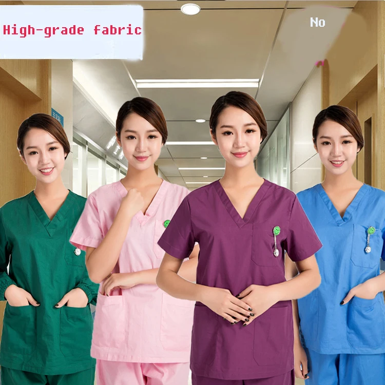 

Lab Coats Polyester cotton short-sleeved split suit V-collar increase the operating room doctor brush hand service two piece set