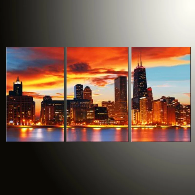 

3 Pieces Picture Painting Wall Art Room Decor Print Poster City light series Wall Pictures for Living Room Canvas PaintingXJ241