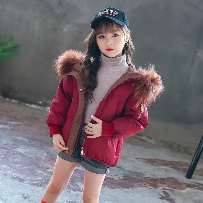 Dollplus/Новинка; теплая парка с капюшоном для маленьких девочек; зимняя одежда; детская зимняя куртка; пальто; хлопковая Повседневная Верхняя одежда и пальто