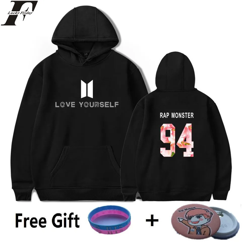 

DF LUCKYFRIDAYF Love Yourself Hooded Sweatshirt men Winter Korea Bangtan Hip Hop Fashion Harajuku Hoodies men Kpop Clothes 4XL