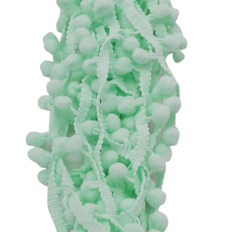 mint green 5 ярдов нейлон Pom помпон отделка шар красочные мини жемчуг помпон бахрома лента ручной работы шитье трикотажная ткань аксессуары - Color: mint green