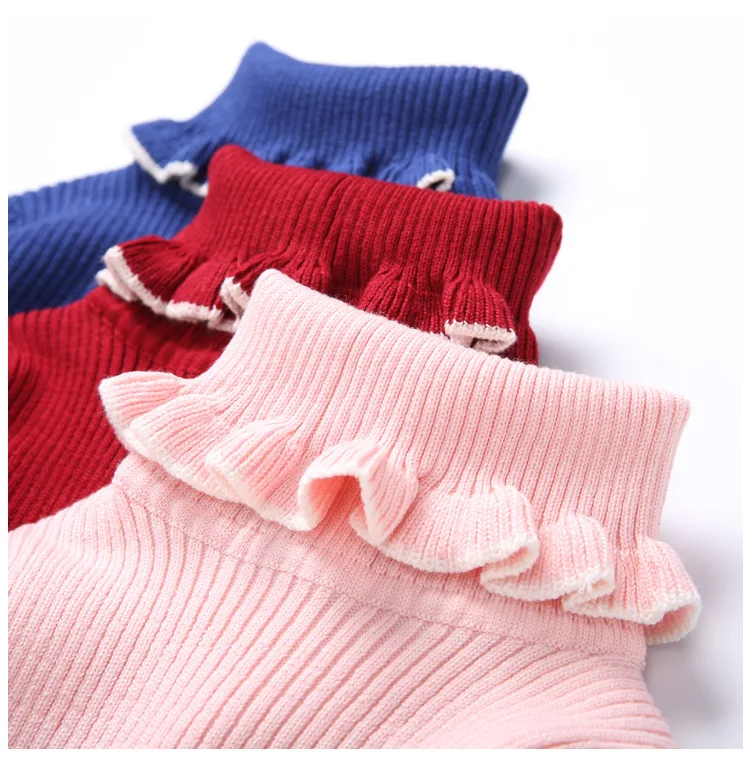 R& Z/Обувь для девочек одежда, Свитера зима с высоким, плотно облегающим шею воротником Вязание, плотная ткань, длинный рукав, теплая футболка для детей Одежда Детская одежда