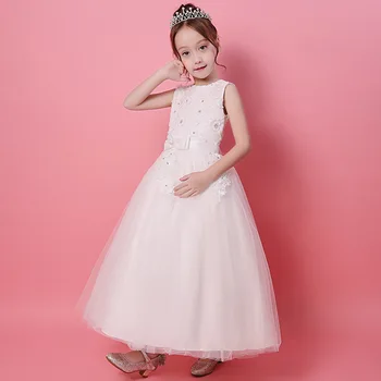

White Long Flower Girls Dress Elegant Wedding Flower Girl Vestido De Festa Longo 4 6 8 10 12 14 Years Old Kids Clothes 184064