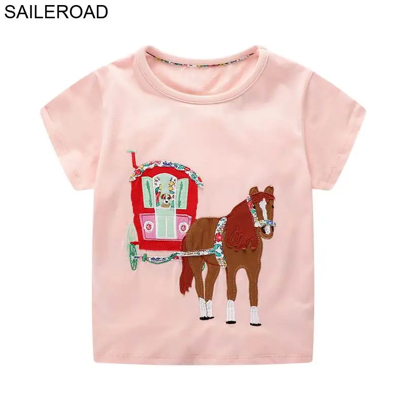 SAILEROAD/футболки для девочек с аппликацией радуги; детская одежда; летние топы для малышей; Детские футболки; Детские хлопковые рубашки
