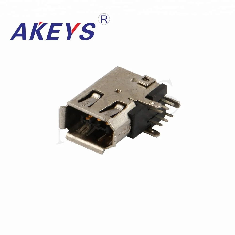 10 шт. 1394-04 D Тип 6 контактов 90 градусов однослойный usb-разъем с 2 фиксированными контактами