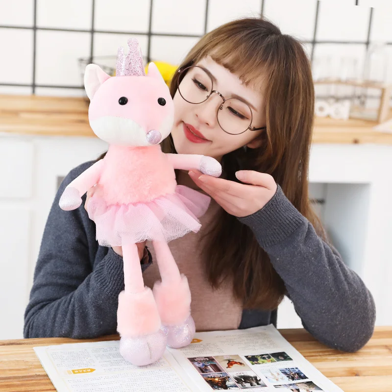 New 38cm Cute Pink Pig Fox Rhinoceros Crown Plush Toys Kawaii Soft Stuffed Pillow Lovely Doll Kids Girls Birthday Gift for Child