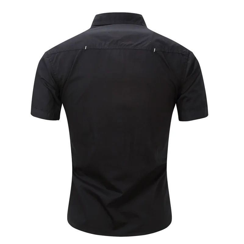 Официальные торжественные Chemise Homme отложной воротник короткий рукав рубашка-карго Для мужчин тонкий Повседневное Camisa Masculina, на пуговицах