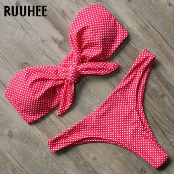 

RUUHEE Bikini Swimwear Swimsuit Bandeau Push Up Bikini Set Female Biquinis Bathing Suit Women Summer Beach Wear Swimming Suit
