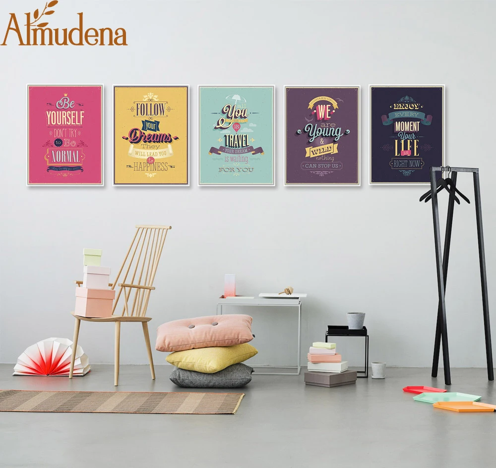 

ALMUDENA Modern Colorful Encourage Words Head A4 Art Print Poster Wall Picture Nordic Home Decoration Canvas Painting No Frame