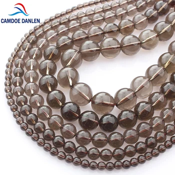

CAMDOE DANLEN Natural Rock Crystal Smoky Quartzs Loose Beads 4/6/8/10/12/14mm Brown Spacer Beads Fit Diy Fashion Jewelry Making