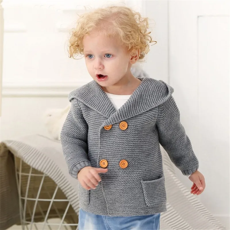 

Winter Sweaters Baby Coat Girls Cardigans Autumn Hooded Newborn Boys Knitted Jackets Cartoon Children's Long Sleeve Clothing