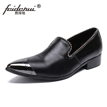 

Plus Size New Arrival Pointed Toe Man Formal Dress Loafers Genuine Leather Handmade Men's Wedding Party Brogue Shoes SL280