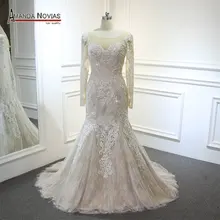 Vestido de festa Новое свадебное платье русалки цвета шампанского с милым бисером