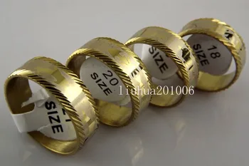 

24 pcs lot Mixed Gold Tone Electroplated Stainless Steel Rings Fashion Jewelry Free Shipping