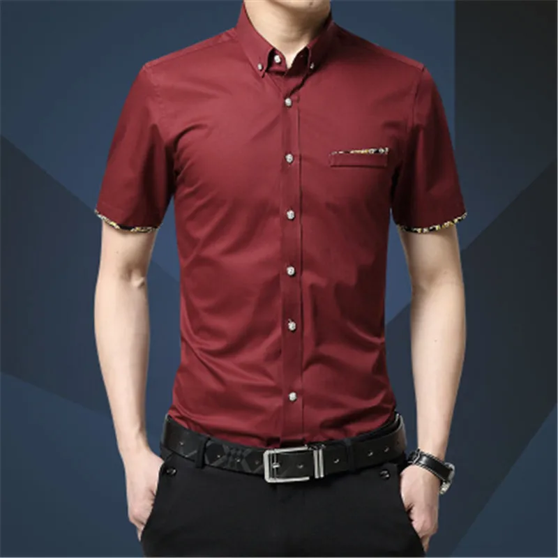 Men Clothes Summer Printed Shirt Men Business Style Korean Fashion Short Sleeve Slim Fit Shirt for Men