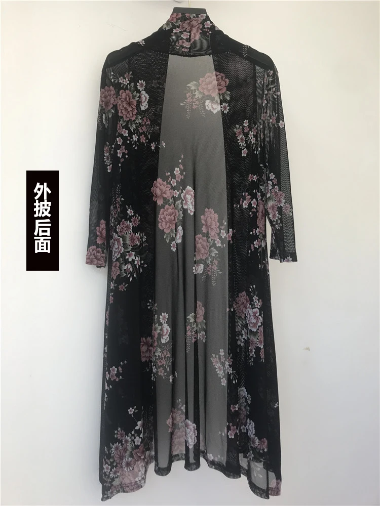 New Summer Dress Middle Aged Women Two Piece Dress Casual Floral Print Plus Size Loose Female Vestidos Robe Dress