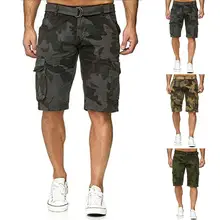 Мужские камуфляжные хлопковые мульти-комбинезоны с карманами Карго рабочие короткие брюки летние повседневные короткие брюки брендовая одежда пляжные брюки+ ремень