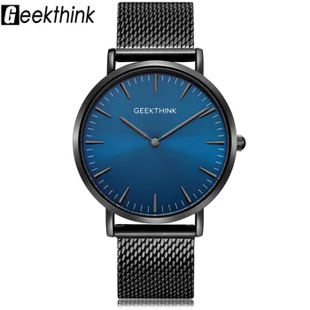 

Geekthink Luxury Brand Quartz Watches Men Milimalist Designer Wooden Face Men's Quartz-watch Casual Simple Style With Gift Box