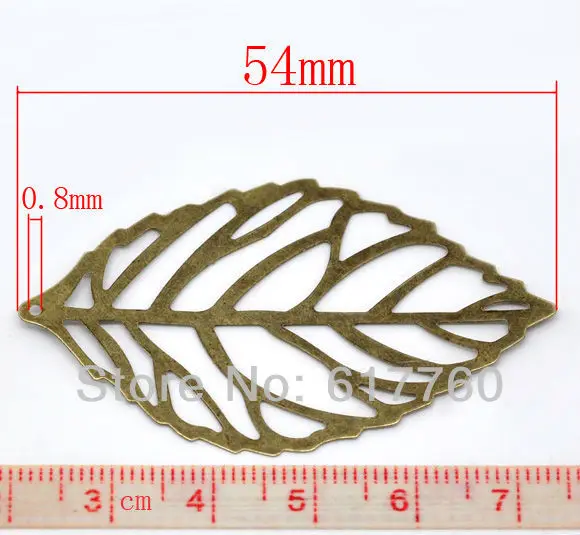 

Free shipping-100Pcs Bronze Tone Filigree Leaf Charm Jewelry Findings Pendants 54x32mm J0573