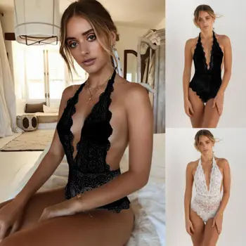 

Sexy Women's Floral Lace Bodysuit 2018 New Summer Ladies Sleepwear Babydoll Lace G-string Underwear Bodysuit S-XL
