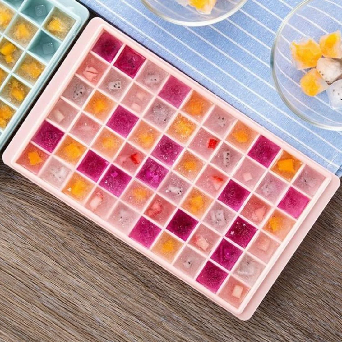 

96 Grids DIY Creative Small Ice Cube Mold Square Shape Silicone Ice Tray Fruit Ice Cube Maker Bar Kitchen Accessories