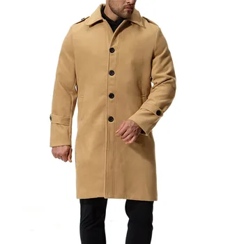 

2018 Autumn new European and American style coat boutique Wool Woolen coat Men's long Windbreaker Size S-XL XXL
