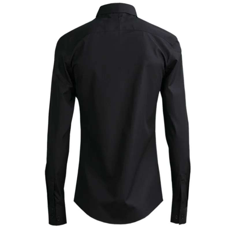 Новинка года рубашки Харадзюку человек вышивка Slim Fit квадратный воротник рубашки с длинными рукавами для мужчин повседневное Мода Высокое качество