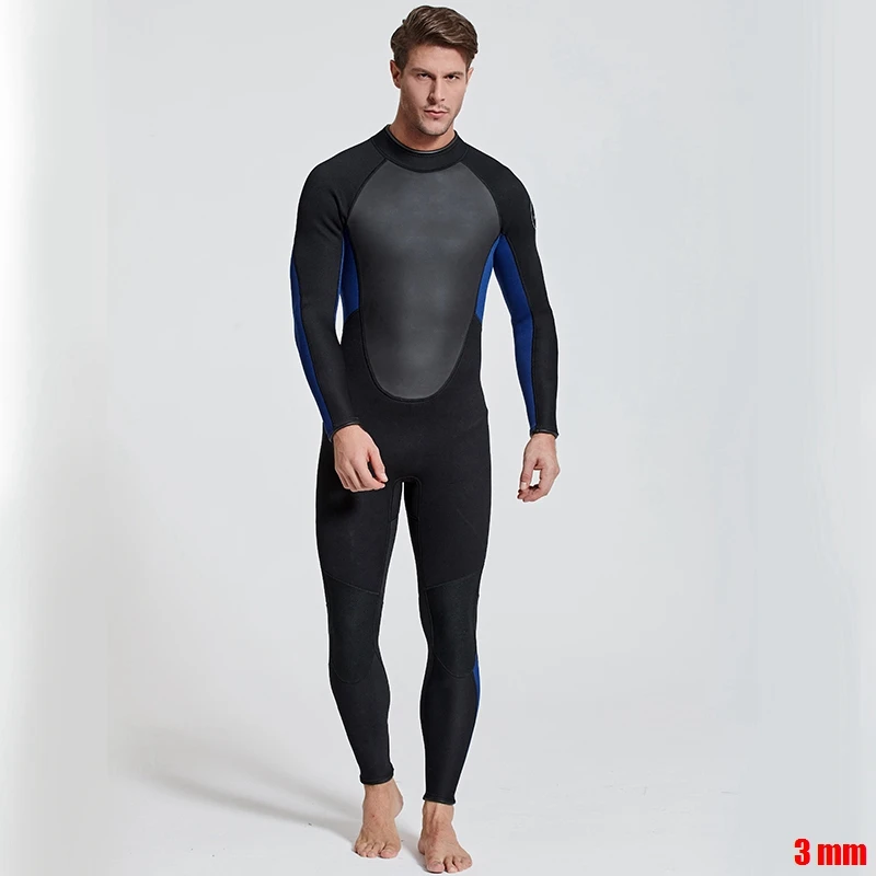 Black blue SBART Мужской 3 мм неопрен цельный эластичный Полный боди гидрокостюм Купальник Сноркелинг водолазный костюм молния Дайвинг Экипировка для мужчин t - Цвет: Black blue
