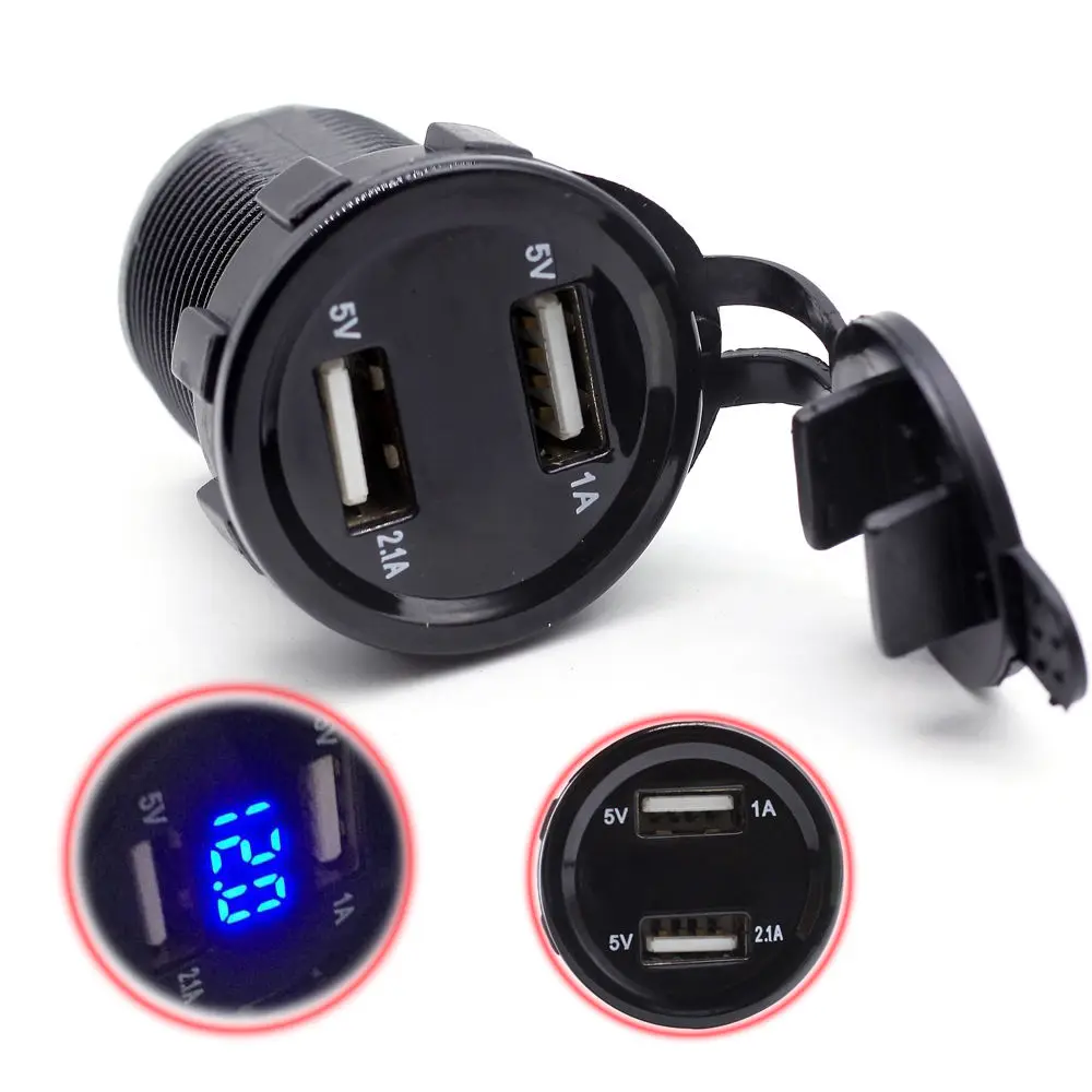 12v-24v Car Motorcycle 5V 3.1A Dual USB Charger Socket LED Voltage Voltmeter For phone | Автомобили и мотоциклы