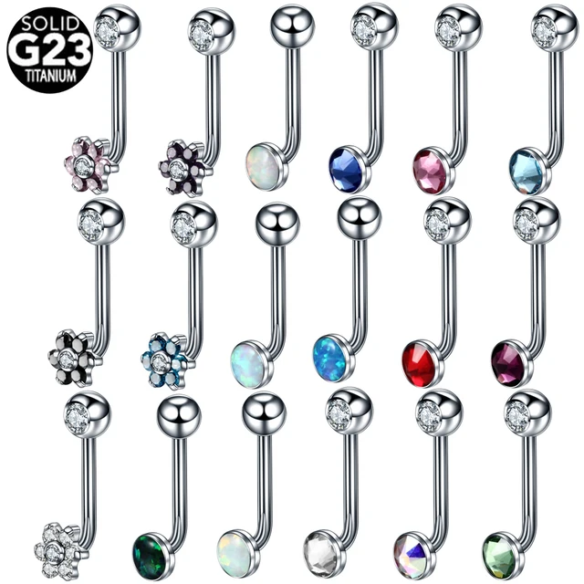 1pc G23 Titanium Crystal Gem Christina Vertical Hood Piercings Lip 