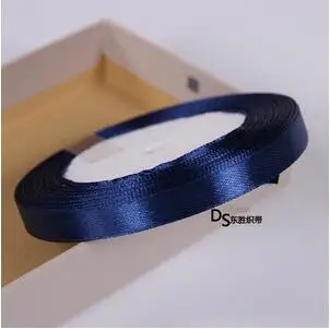 10 mm 25 ярдов, 22 метра, темно-синяя полиэфирная лента из атласной ткани, Рождественская Свадебная вечеринка, украшение для выпускного вечера, лента для торта, аксессуары для DIY - Цвет: 10 mm