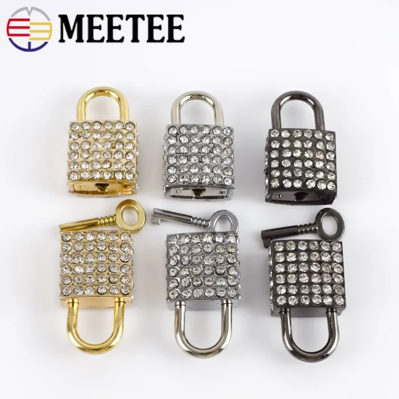 Meetee, 2 шт., 23*36 мм, металлические стразы, Квадратный замок, застежка, пряжка, сделай сам, сумка для багажа, декоративный замок, крючок, фурнитура, аксессуары для рукоделия